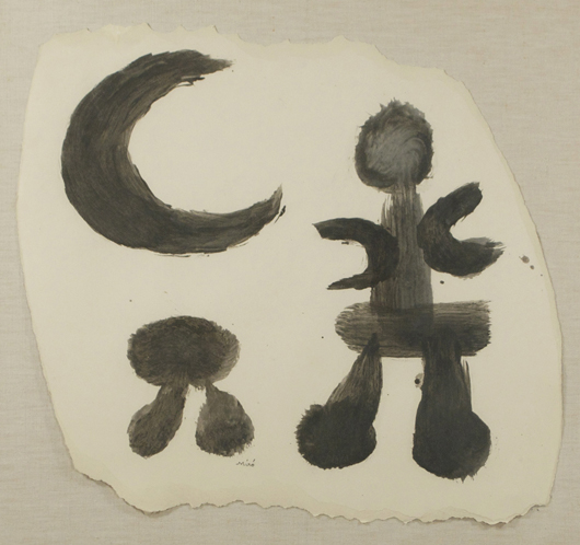 Joan Miró (1893-1983) ‘Man, Moon and Tree,’ watercolor on paper. Gray’s Auctioneers image.