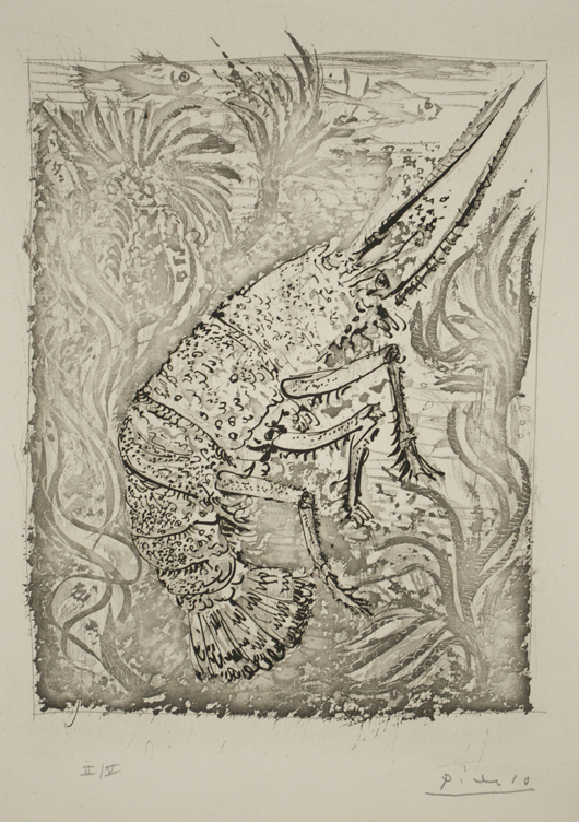 Pablo Picasso (1881-1973) ‘La Langouste,’ aquatint and drypoint. Gray’s Auctioneers image.