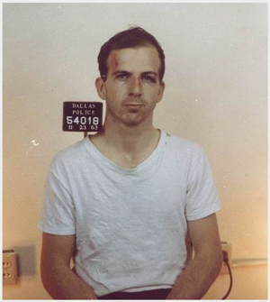 Dallas Police Department booking photo of Lee Harvey Oswald after his arrest on Nov. 22, 1963. Image courtesy Wikimedia Commons.