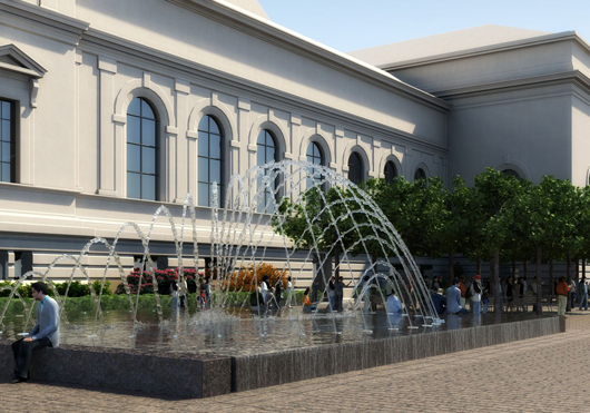 An artist's rendering of one of the fountains at the David H. Koch Plaza. Image courtesy of the Metropolitan Museum of Art.