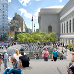 A view of the new plaza from the steps of the Fifth Avenue entrance. Construction should be completed in fall 2014. Image courtesy of the Metropolitan Museum of Art.