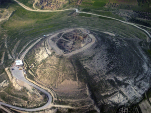 Aerial view of Herodion, near Bethlehem in the West Bank. This work has been released into the public domain by its author, Asaf T., at the Hebrew Wikipedia project.