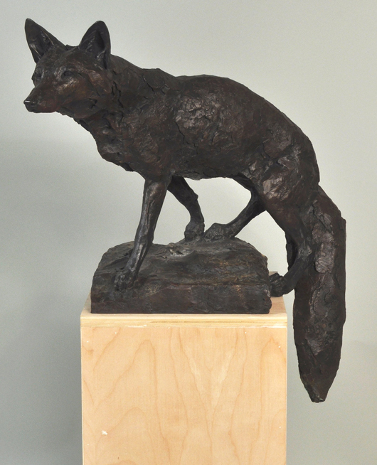 W. Matia, naturalistic bronze sculpture of a fox: $4,500. Woodbury Auction image.