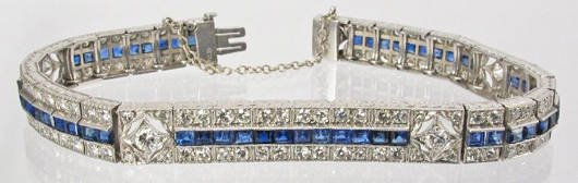 Cartier diamond sapphire bracelet. Shelley’s Auction Gallery image.