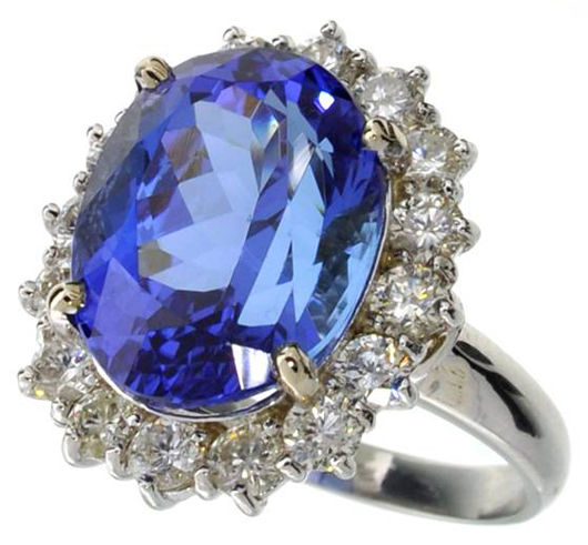9.95-carat tanzanite and diamond ring. Government Auction image.