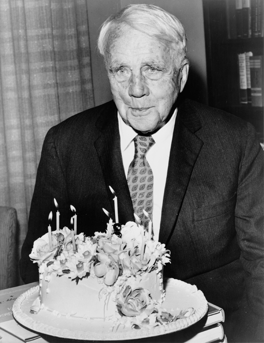 Poet Robert Frost on his 85th birthday in 1959. Image by Walter Albertin, New York World Telegram staff photographer, courtesy of Wikimedia Commons.