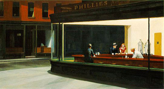 Edward Hopper's 'Nighthawks,' 1942. Image courtesy Wikipaintings.org.