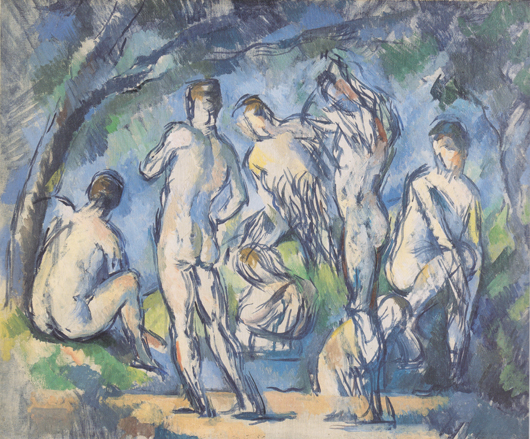Paul Cezanne's 'Sept Baigneurs' (Seven Bathers), circa 1900, is one of the paintings in the exhibit. Image courtesy Wikimedia Commons.