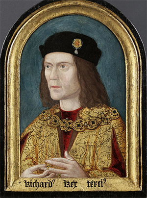 The earliest surviving portrait of King Richard III of England, painted circa 1520. Image courtesy Wikimedia Commons.