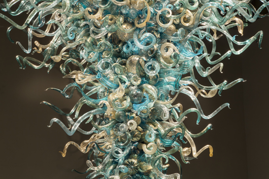 Dale Chihuly's Blue Ridge Chandelier (detail) at the Virginia Museum of Fine Arts, 2012, 216 x 160 x 84 inches. Photo by Nathaniel Willson.