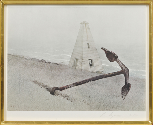 Andrew Newell Wyeth (American, 1917-2009), ‘Sea Running,’ 1978, edition of 300, printed in 1981 by Triton Press. Estimate: $800-$1,000. Skinner Inc. image.