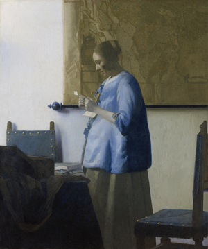 Johannes Vermeer (1632-1675), 'Woman in Blue Reading a Letter,' oil on canvas.