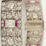 Platinum diamond and ruby bracelet, $15,600. Morphy Auctions image.