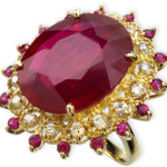 14K gold 22.30 carat ruby and diamond ring. Appraisal value $31,600. Government Auction image.