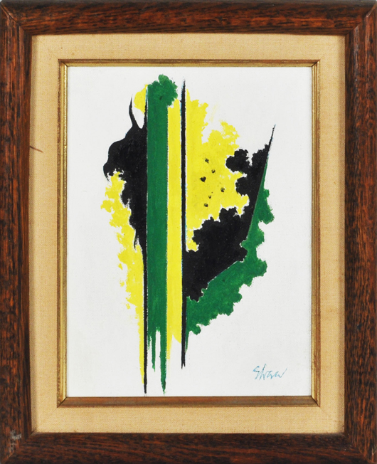 Charles Green Shaw abstract oil on canvas. Price realized: $643. Woodbury Auction image.
