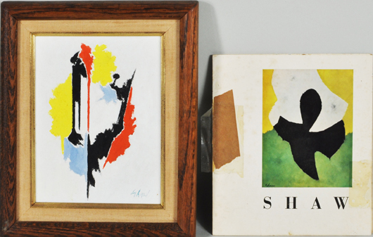 Charles Green Shaw abstract oil on canvas. Price realized: $585. Woodbury Auction image.