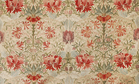 'Honeysuckle,' an Arts & Crafts embroidered curtain or wall hanging by Morris & Co. Dreweatts & Bloomsbury Auctions image.