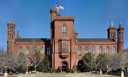 The original Smithsonian Building in Washington D.C. Image courtesy of Wikimedia Commons.