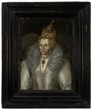 Artist unknown, but long attributed to the school of Marcus Gheeraerts the Younger (ca. 1561/62-1636). Elizabeth I (1533-1603), oil on oak panels, ca. 1593. Courtesy of the Elizabethan Gardens, Manteo, N.C. Courtesy of The Elizabethan Gardens, Ray Matthews; Photographer.
