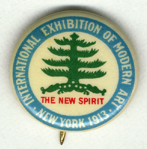 The first Armory Show button, 1913, from the Archives of American Art, Smithsonian Institution. Courtesy of Wikimedia Commons.