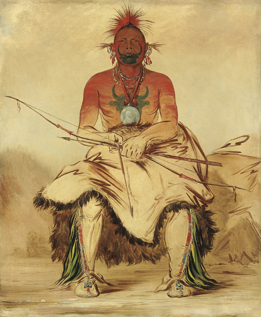 'La-dÛo-ke-a, Buffalo Bull, a Grand Pawnee Warrior Pawnee, by George Catlin, 1832. Copyright: Smithsonian American Art Museum.