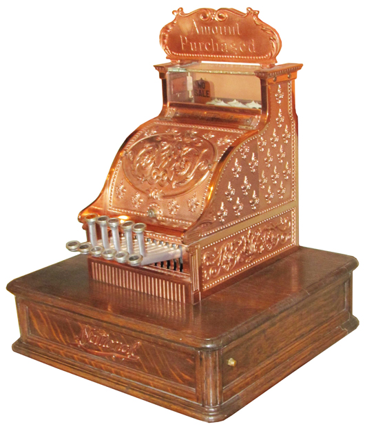 National Cash Register Model no. 6, commonly known as 'the barbershop model' (est. $3,000-$4,500). Showtime Auctions image.