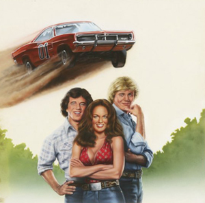 Original artwork from 'The Dukes of Hazzard' (CBS-TV, 1999-85) starring Catherine Bach, John Schneider and Tom Wopat. Image courtesy of LiveAuctioneers.com Archive and Profiles in History.