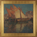 Signed oil painting by California artist Edgar Alwin Payne titled Waterfront Sotto Marina. Price realized: $84,000. Kamelot Auction House image.