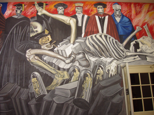Detail of mural by José Clemente Orozco at Baker Library, Dartmouth College, Hanover, New Hampshire. Photo by Daderot, taken October 2005, licensed under the Creative Commons Attribution-Share Alike 3.0 Unported license.