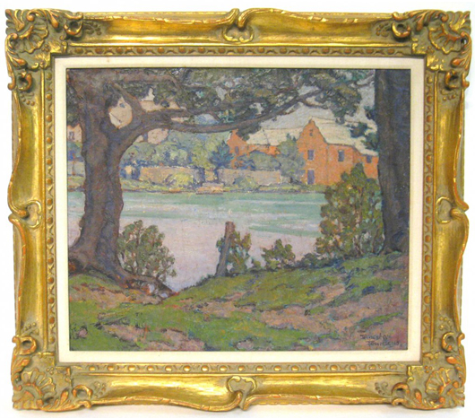 Oil on canvas painting by Earnest Townsend (N.Y., 1893-1944), titled ‘Bermuda Waters’ (est. $2,000-$3,000). Gordon S. Converse & Co. image.