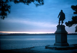 Nightfall over the James River and Jamestown, the site of the first permanent English settlement in the New World. Image by National Park Service, Colonial National Historic Park, and courtesy of Wikimedia Commons.