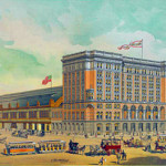 A color engraving commemorated the 1893 opening of the Philadelphia & Reading Railroad Terminal, 12th & Market streets, in Philadelphia. Image courtesy of Wikimedia Commons.
