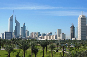 The Dubai skyline from Zabeel Park. Image by Ranjit Laxman. This file is licensed under the Creative Commons Attribution 2.0 Generic license.