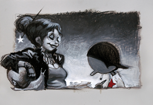 Massimiliano  Frezzato,  ‘Eropinocchio,’ Pinocchio e la Fatina giocano a carte.  Ink and pantone on cardboard.  Signed, framed, cm 100x70. Estimate: 3,000-6,000 euros. Little Nemo image.