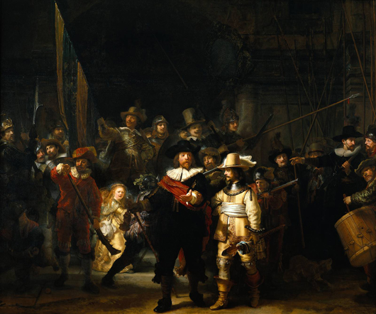 Rembrandt's 'The Night Watch,' 1642. Image courtesy Wikimedia Commons. 