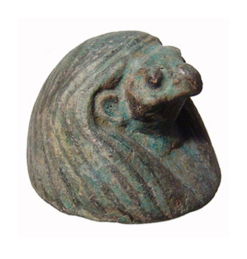 Bi-color faience canopic lid in the form of Qebehsenuef, 3rd Intermediate Period, c. 1075 - 665 BC. Ex New York City private collection. Ancient Resource image.