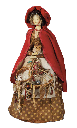 This German doll is sometimes called a carved 'peg wooden' doll because of her jointed arms and legs. Her original clothing and peddler's tray attracted buyers at a Theriault's auction in New Orleans. She sold for $2,912.