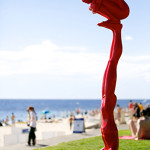 Prominent Chinese artist Chen Wenling’s painted bronze ‘Games’ – popular with kids with cameras at Cottesloe’s Sculpture by the Sea exhibition. Photo courtesy Sculpture by the Sea.