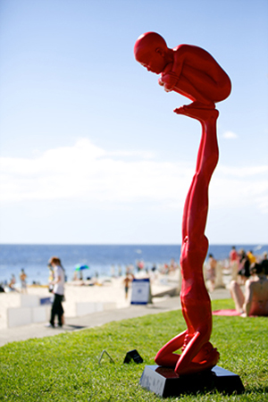 Prominent Chinese artist Chen Wenling’s painted bronze ‘Games’ – popular with kids with cameras at Cottesloe’s Sculpture by the Sea exhibition. Photo courtesy Sculpture by the Sea.