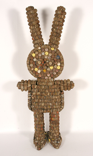 Clarence and Grace Woolsey, 'Bottlecap Bunny,' undated/unsigned. Est. $3,000-$5,000. Slotin's image.