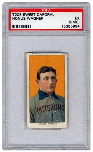 Honus Wagner Sweet Caporal baseball card, sold for more than $2.1 million in Goldin Auctions' 2013 Winter Auction. Image courtesy of Goldin Auctions.