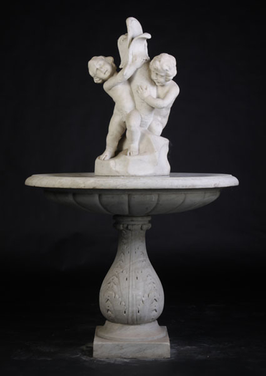 Lot 14: three-piece marble fountain. Kamelot image.