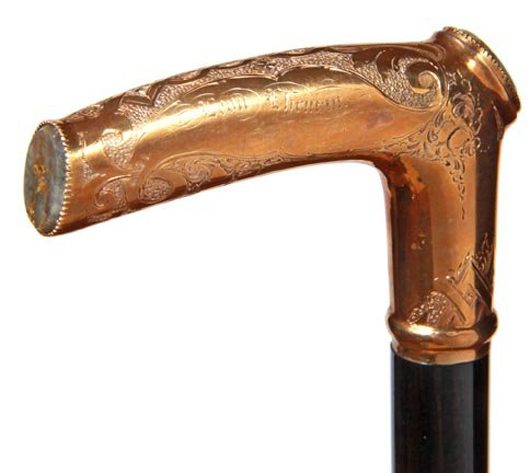 Gold quartz cane. Estimate: $1,500-$2,500. Kimball M. Sterling Inc. image.