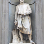 A statue of sculptor Donatello outside of the Uffizi Gallery, a museum in Florence. Image courtesy of Wikimedia Commons.