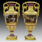 Pair of Russian Imperial vases that sold for $2.7 million in a private treaty sale arranged by Dallas Auction Gallery. Image courtesy of Dallas Auction Gallery.