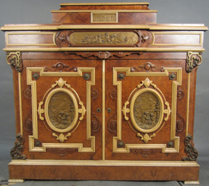 American Renaissance Revival bronze-mounted walnut cabinet, attributed to Herter. Sterling Associates image.