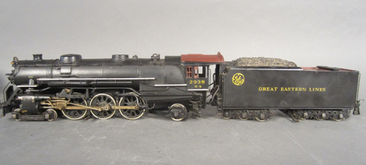 GE model train locomotive and tender manufactured by Icken. Ray Hoelz estate collection. Sterling Associates image.