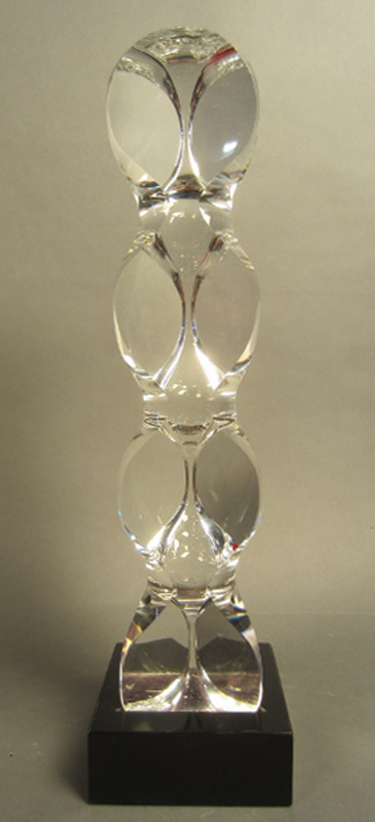 Steuben glass sculpture designed by Paul Schulze, titled ‘Totem.’ Sterling Associates image.