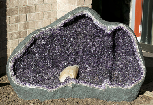 Amethyst geode in deep, rich purple color, 32in x 45in x 14in deep. Origin: Minas Gerais, Rio Grande do Sul, southeastern Brazil. Estimate $1,800-$2,500. Quinn’s image.