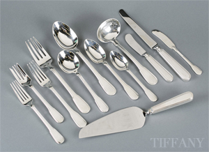 Tiffany & Co. sterling silver luncheon flatware service for 12, Hamilton pattern, with serving pieces. Estimate $4,000-$6,000. Quinn’s image.